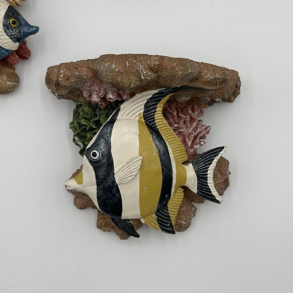 Vintage Tropical Fish Wall Shelves Set of 3 Resin Coral Reef Nautical Decor - Picture 2 of 8